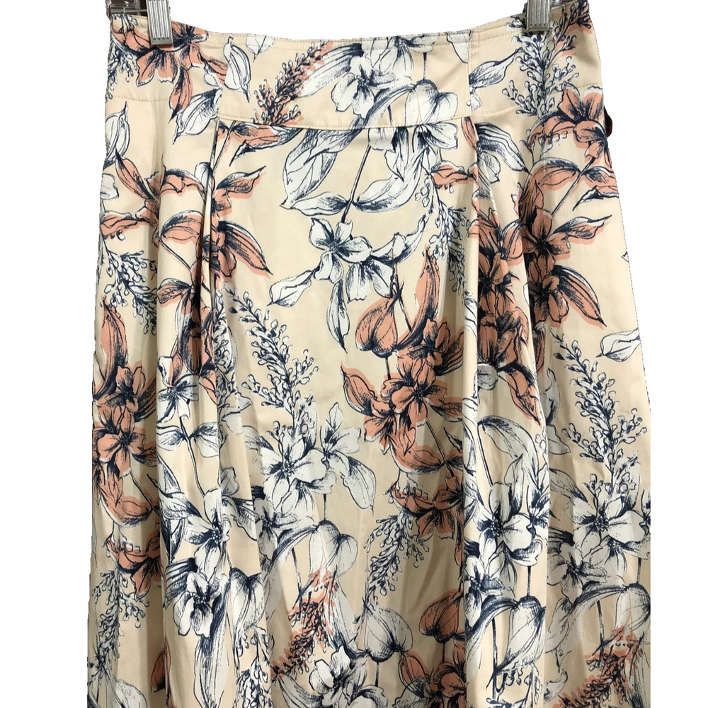 Alex Marie Apricot Pink Sunset Skies Floral Midi Skirt Pleated Cotton 6 NWOT - Picture 5 of 8